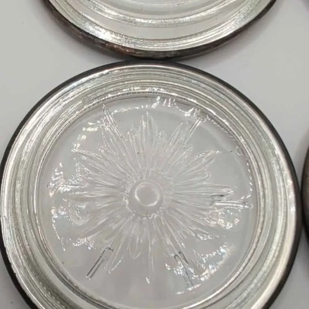 Vintage Leonard Silver Rim Crystal Coasters Set of 4 Starburst Glass Italy